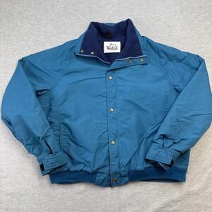 Vintage Woolrich Jacket Adult XL Blue Nylon Bomber Coat Fleece Lined 90s Chore